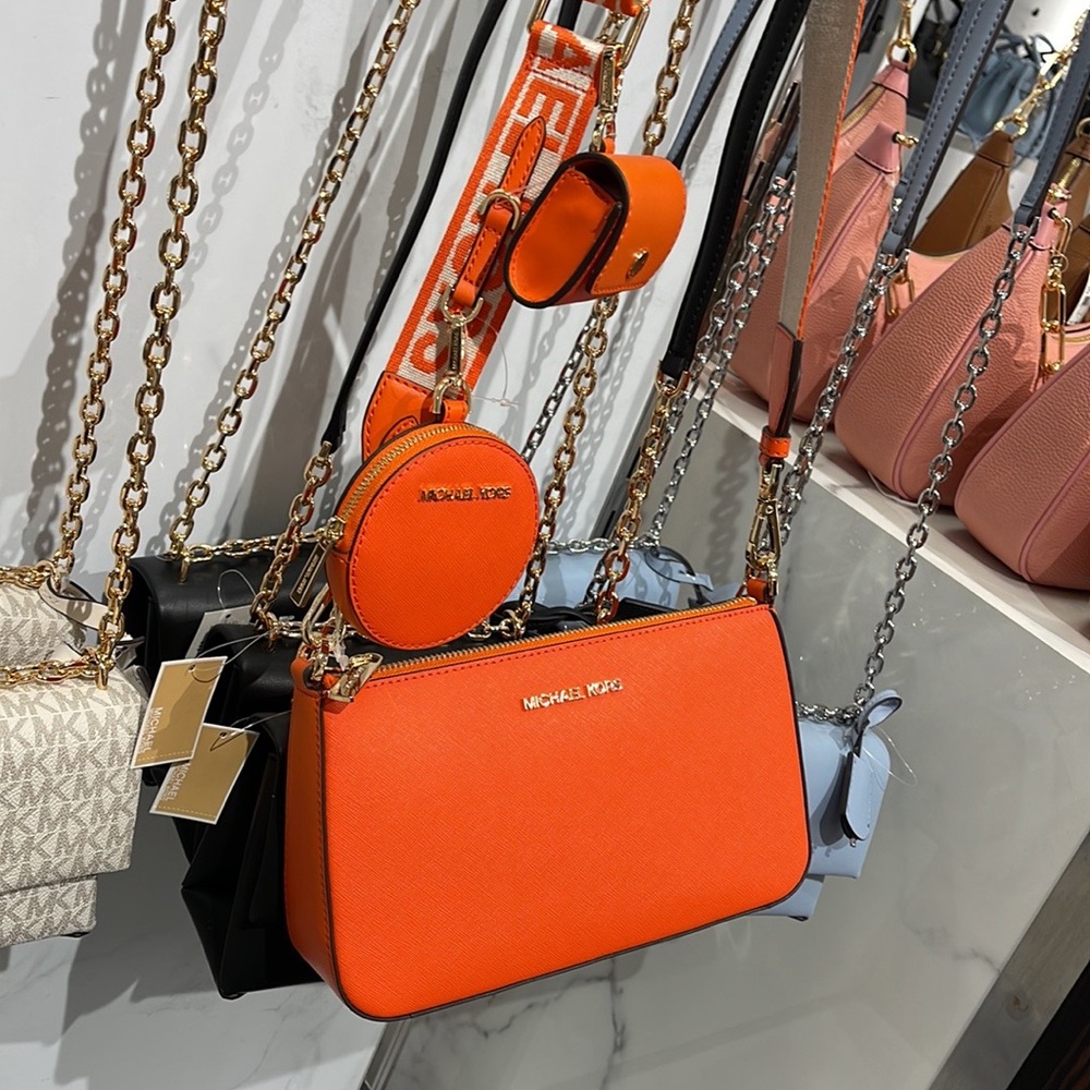 MICHAEL KORS JET SET TRAVEL SMALL SHOULDER CROSSBODY BAG WITH TECH ATTCH AIRPOD - Picture 2 of 16